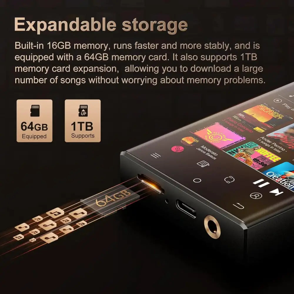 Hi-Fi MP3 Player with Bluetooth and WiFi Oilsky Lossless DSD High-Resolution Digital Audio with 16GB/64GB Memory up