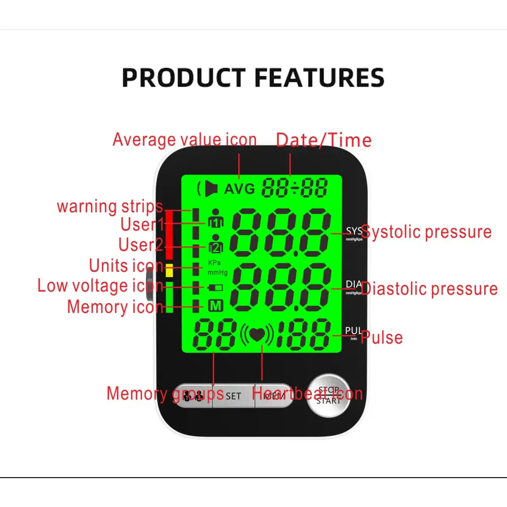 High-Accuracy Digital Sphygmomanometer – Arm Blood Pressure Monitor - Bp Monitors - HBC