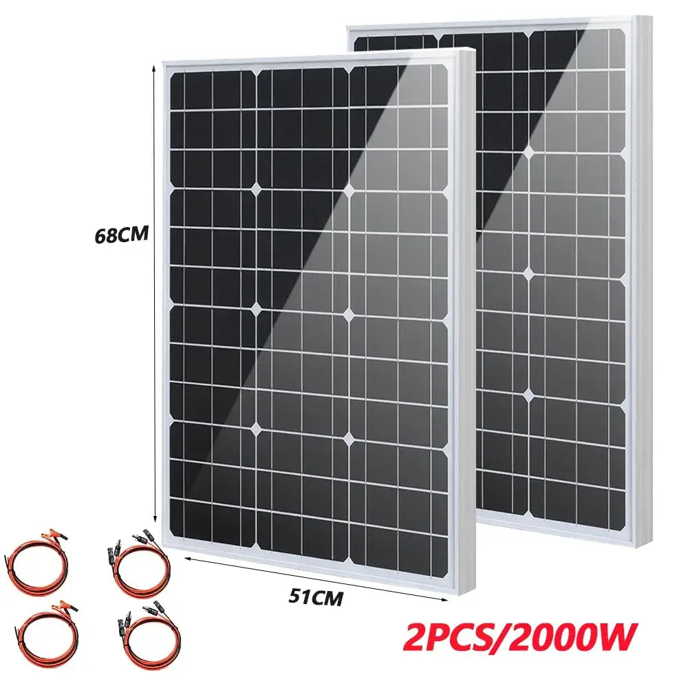 High-Efficiency 18V Rigid Solar Panel 1000–3000W (different sets available) - 2PC 2000W / Solar Panel - SS