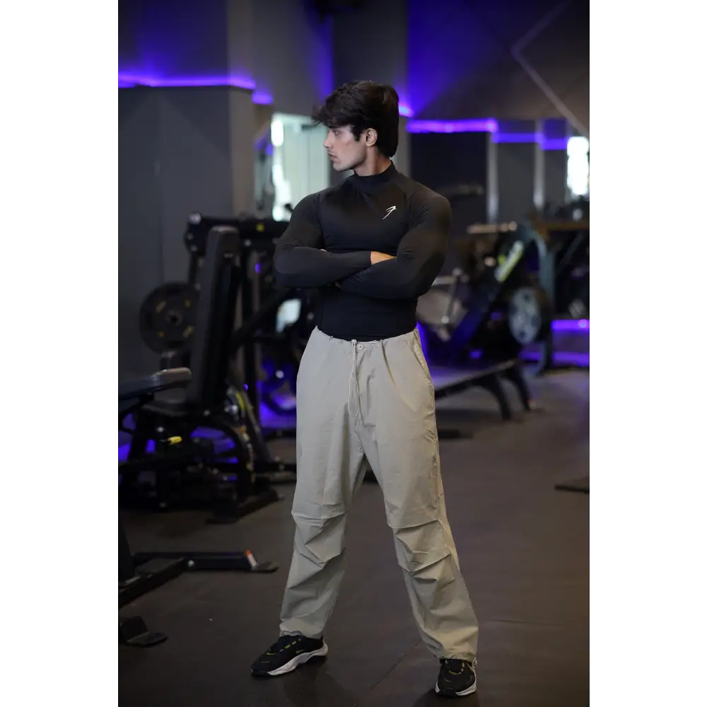 High Neck Compression Full Sleeves T-shirt Black