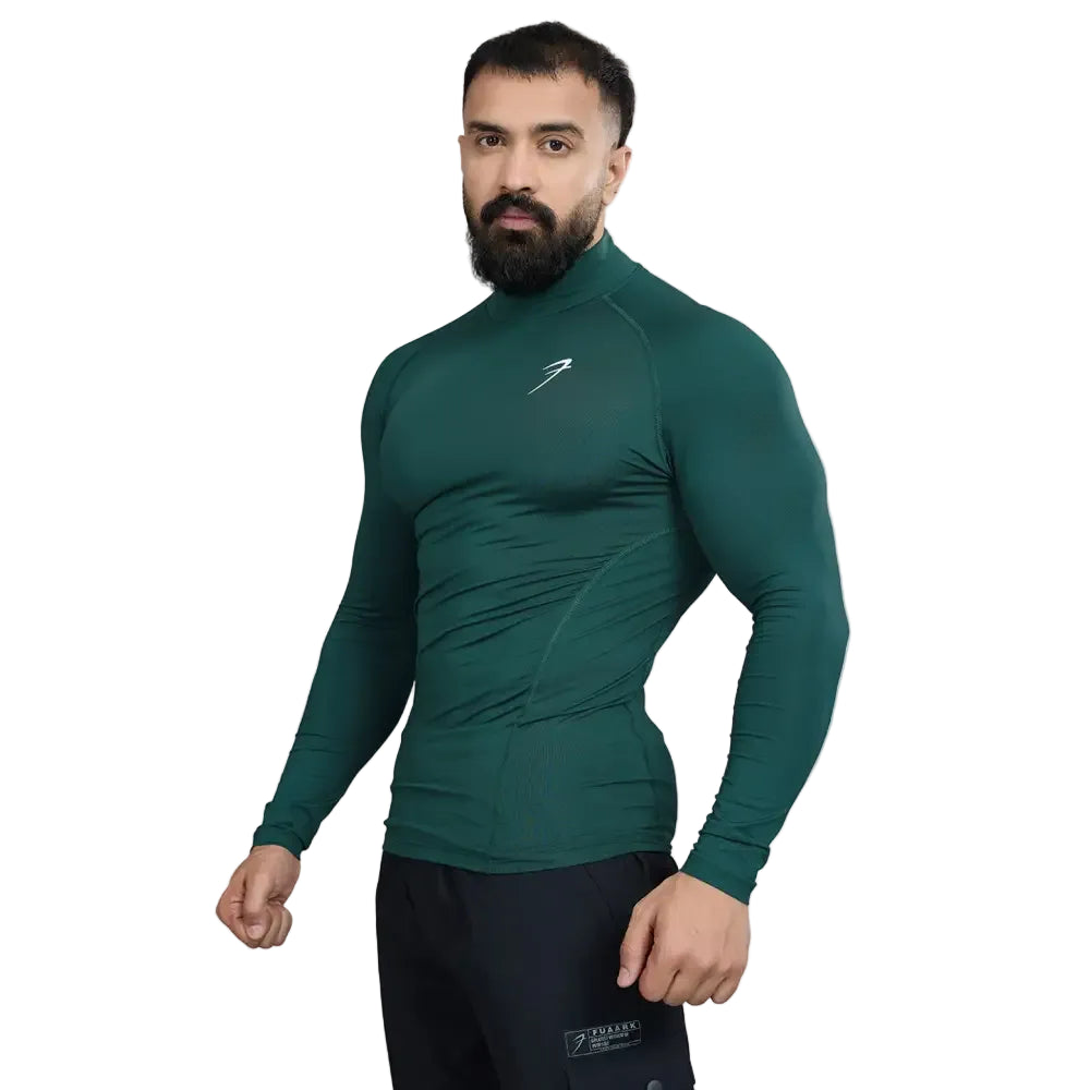 High Neck Compression Full Sleeves T-shirt Emerald - Tshirts