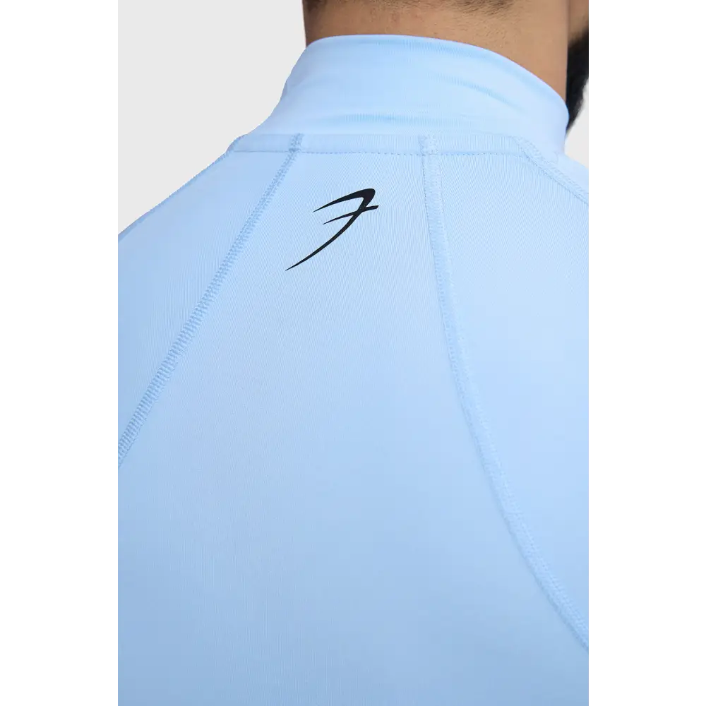High Neck Compression Full Sleeves T-shirt Glacial Blue - Tshirts