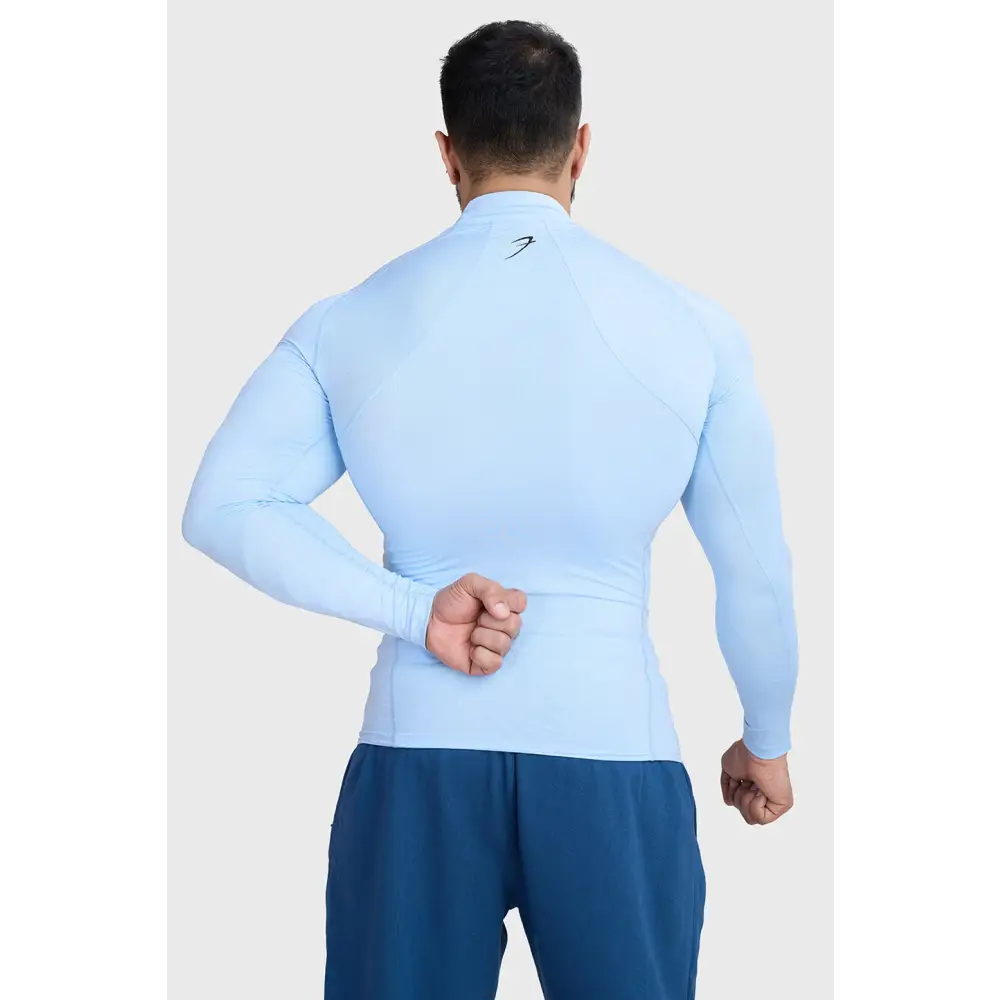 High Neck Compression Full Sleeves T-shirt Glacial Blue - Tshirts