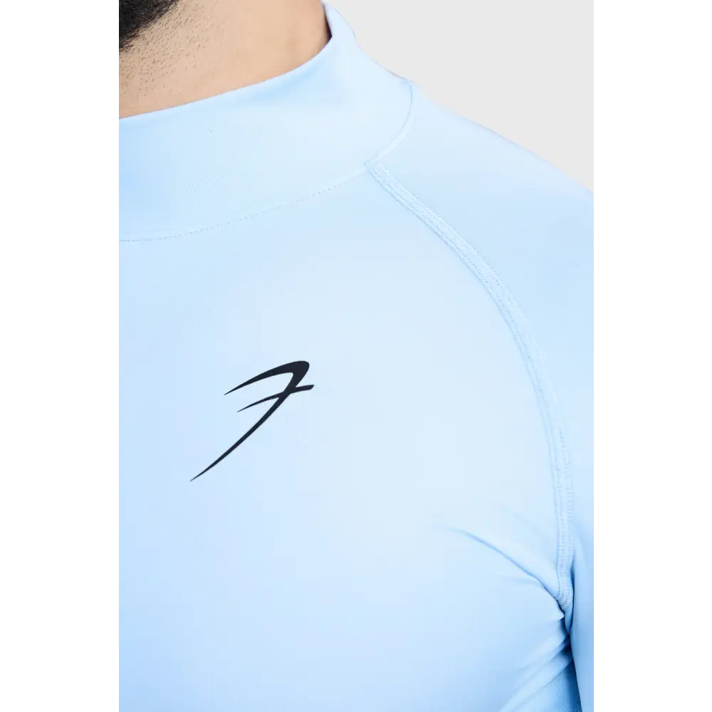High Neck Compression Full Sleeves T-shirt Glacial Blue - Tshirts