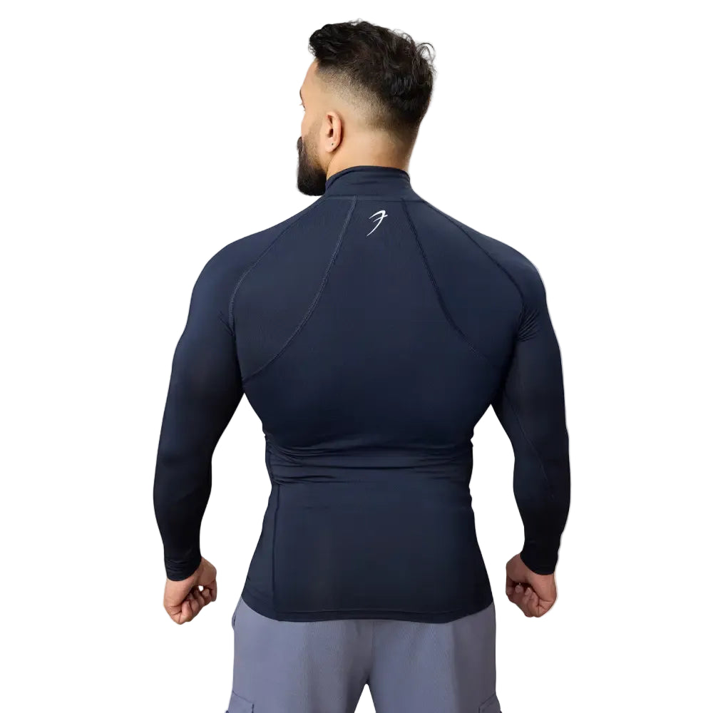 High Neck Compression Full Sleeves T-shirt Navy - Tshirts