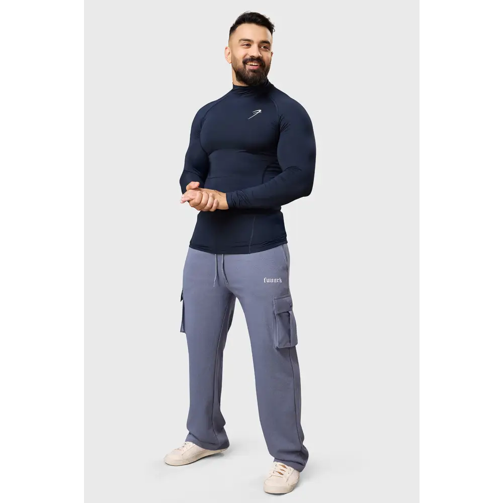 High Neck Compression Full Sleeves T-shirt Navy - Tshirts