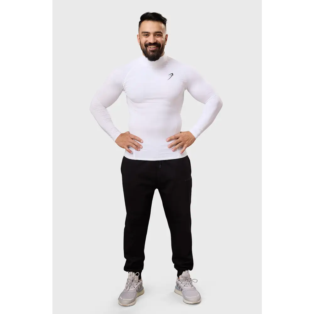 High Neck Compression Full Sleeves T-shirt White - Tshirts
