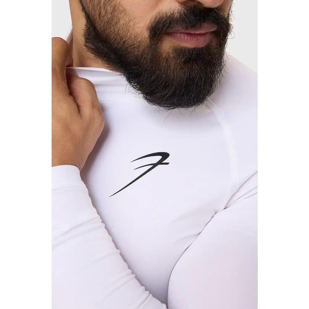 High Neck Compression Full Sleeves T-shirt White - Tshirts