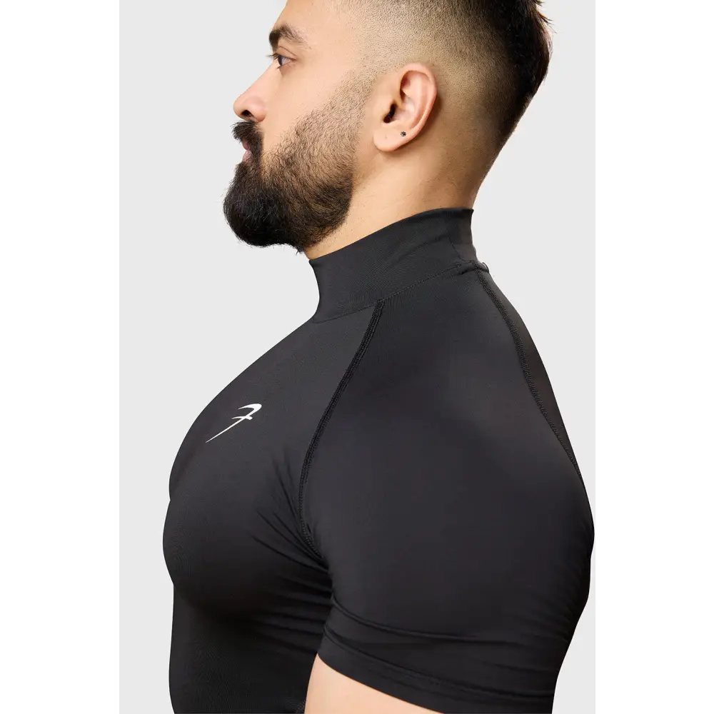 High Neck Compression T-shirt Black - Tshirts