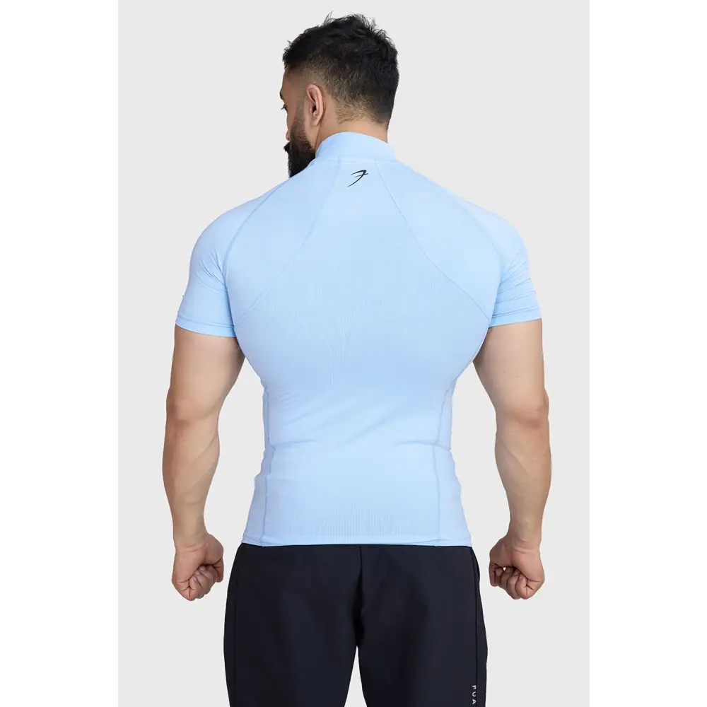 High Neck Compression T-shirt Glacial Blue - Tshirts