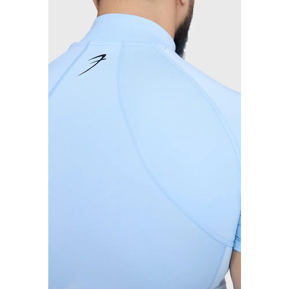 High Neck Compression T-shirt Glacial Blue - Tshirts