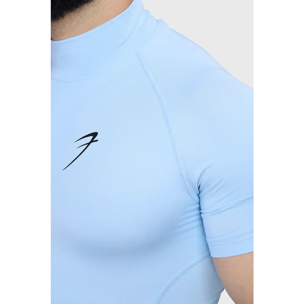 High Neck Compression T-shirt Glacial Blue - Tshirts