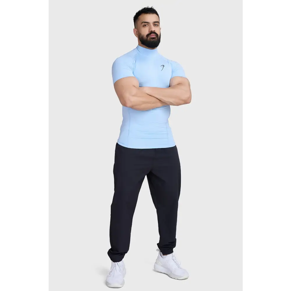 High Neck Compression T-shirt Glacial Blue - Tshirts