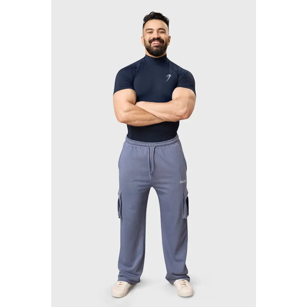 High Neck Compression T-shirt Navy - Tshirts