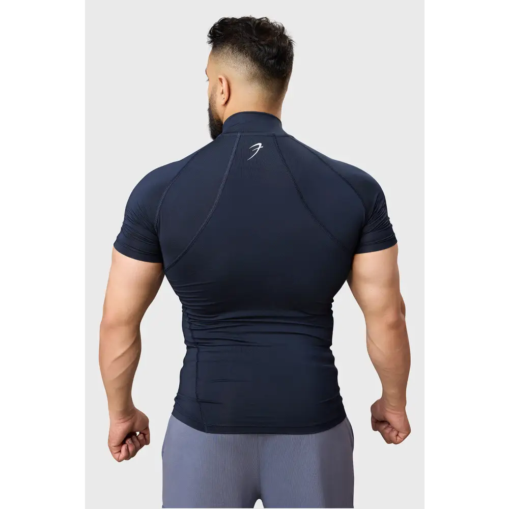 High Neck Compression T-shirt Navy - Tshirts