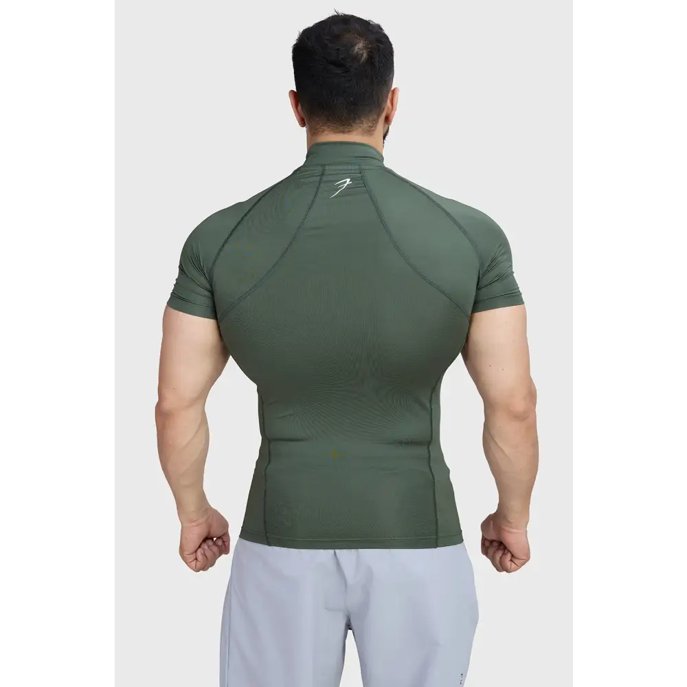 High Neck Compression T-shirt Olive - Tshirts