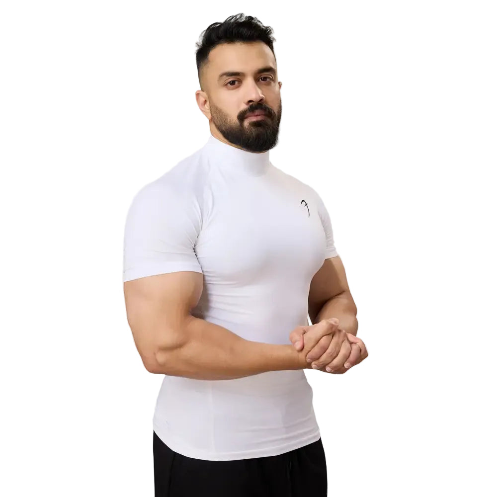 High Neck Compression T-shirt White - Tshirts