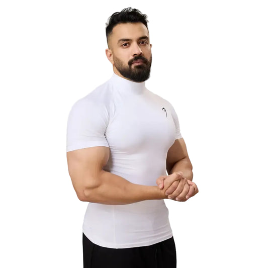 High Neck Compression T-shirt White - Tshirts