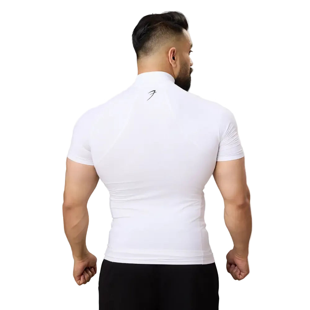 High Neck Compression T-shirt White - Tshirts