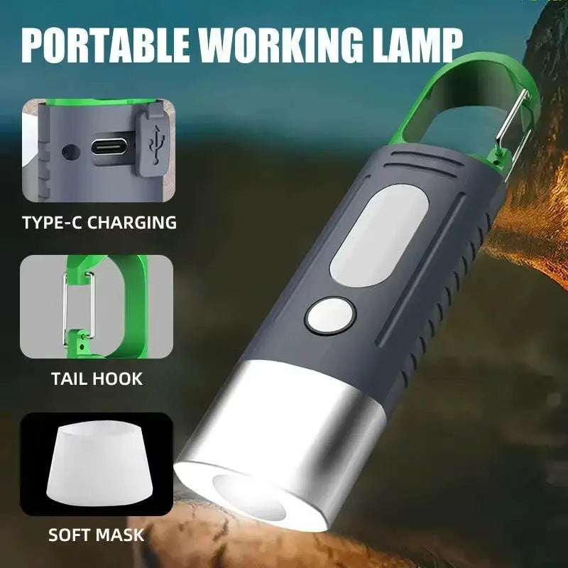 High-Power Mini LED Flashlight for Camping with Telescopic Zoom and Waterproof Design Featuring 3 LEDs and Side Lights