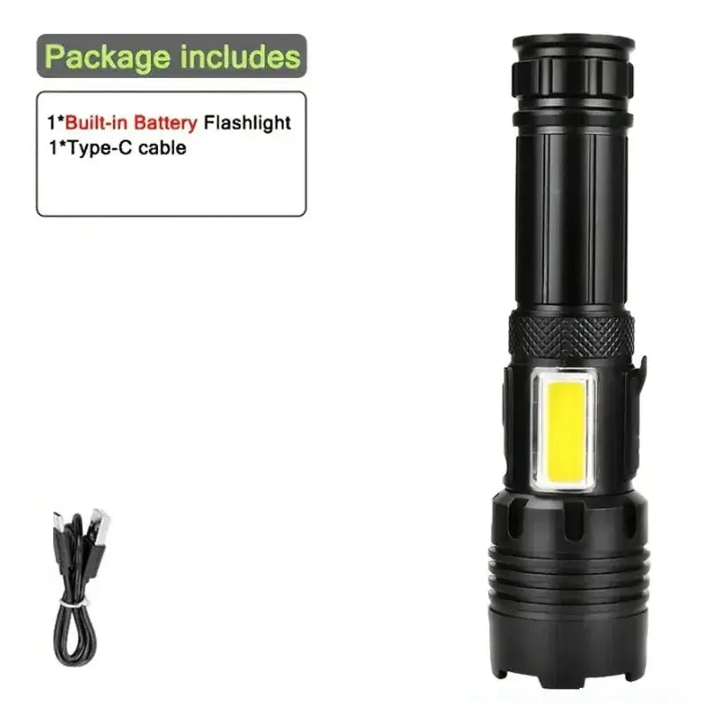 High Power Rechargeable LED Flashlight - 1pc - SS