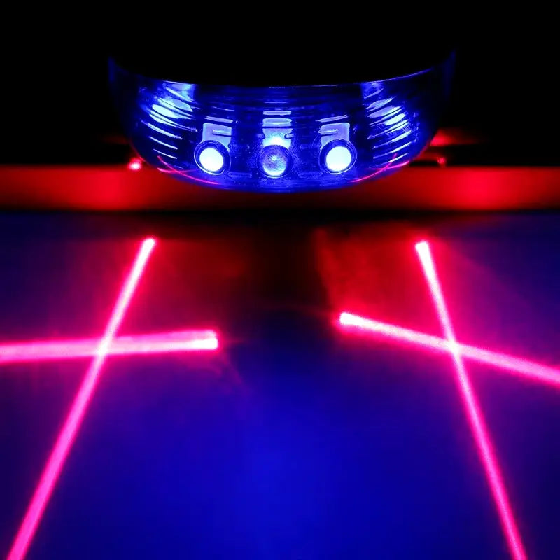 High-Visibility Bicycle LED Tail Light with Dual Laser and Waterproof Design for Enhanced Safety - Blue Cross