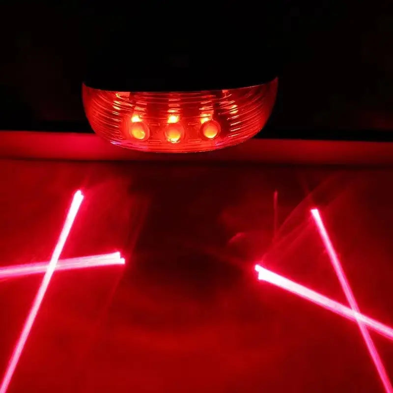 High-Visibility Bicycle LED Tail Light with Dual Laser and Waterproof Design for Enhanced Safety - Red Cross