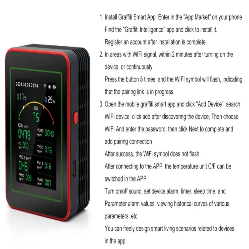 Home Air Quality Monitor – 15-in-1 Gas Detector - HBC