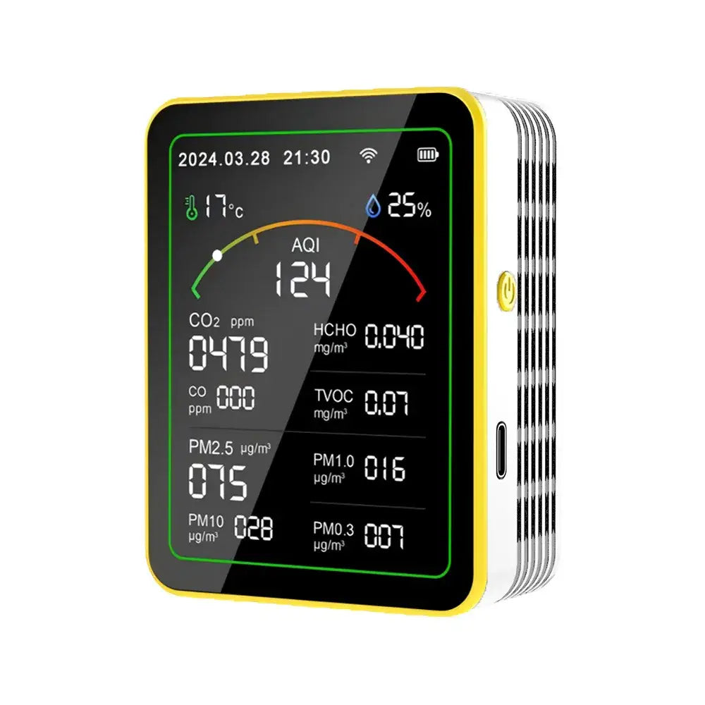Home Air Quality Monitor – 15-in-1 Gas Detector - MT15 Laser White / Air Quality Monitor - HBC