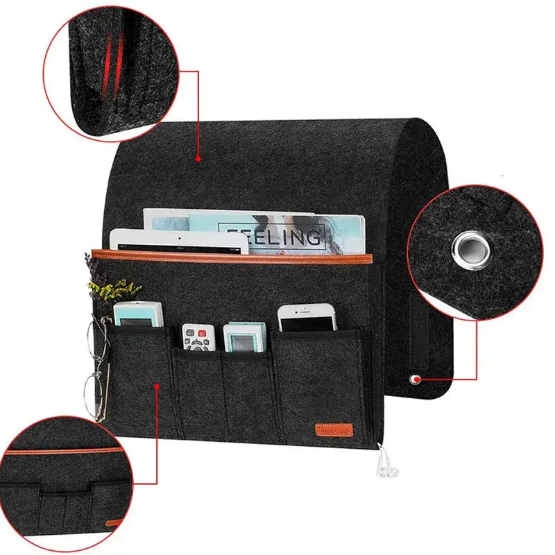Household Armchair Caddy Felt Couch Recliner Armrest Organizer for Magazine Tablet Cell Phone Remote Control Hanging