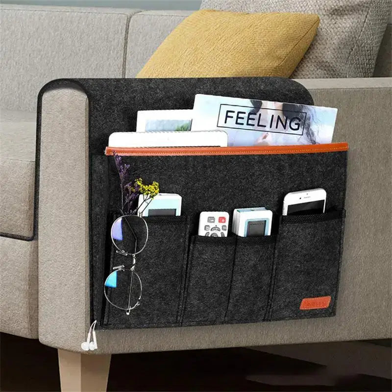 Household Armchair Caddy Felt Couch Recliner Armrest Organizer for Magazine Tablet Cell Phone Remote Control Hanging
