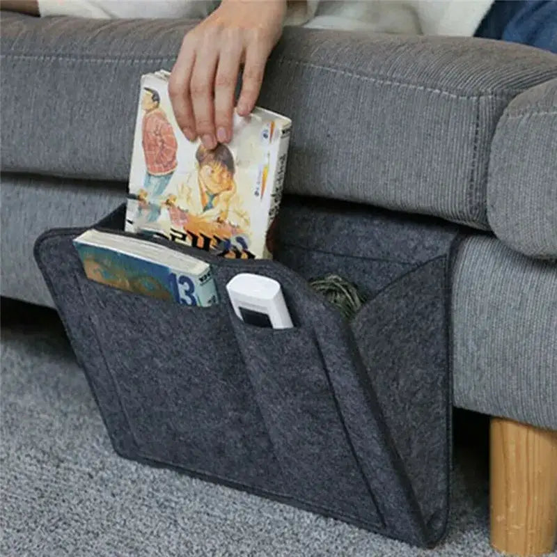 Household Armchair Caddy Felt Couch Recliner Armrest Organizer for Magazine Tablet Cell Phone Remote Control Hanging