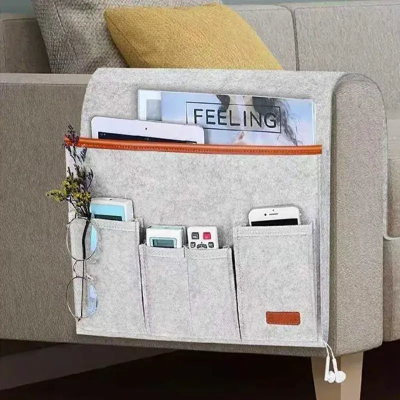 Household Armchair Caddy Felt Couch Recliner Armrest Organizer for Magazine Tablet Cell Phone Remote Control Hanging