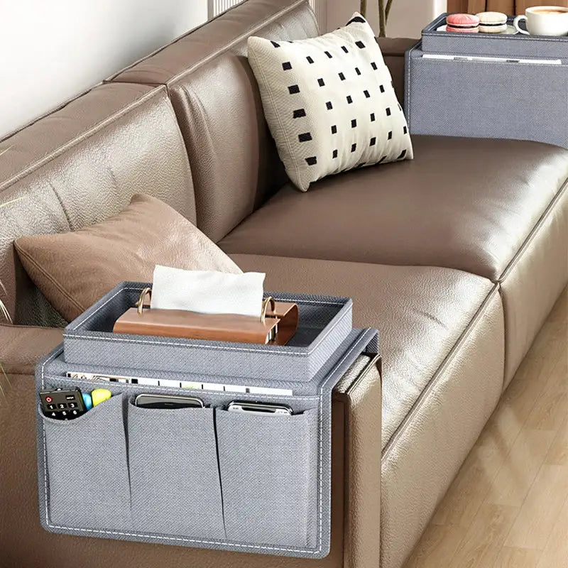 Household Sofa Storage Bag Living Room Sofa Armrest Organizer For TV Remote Control Cellphone Hanging Coffee Cup Tissue
