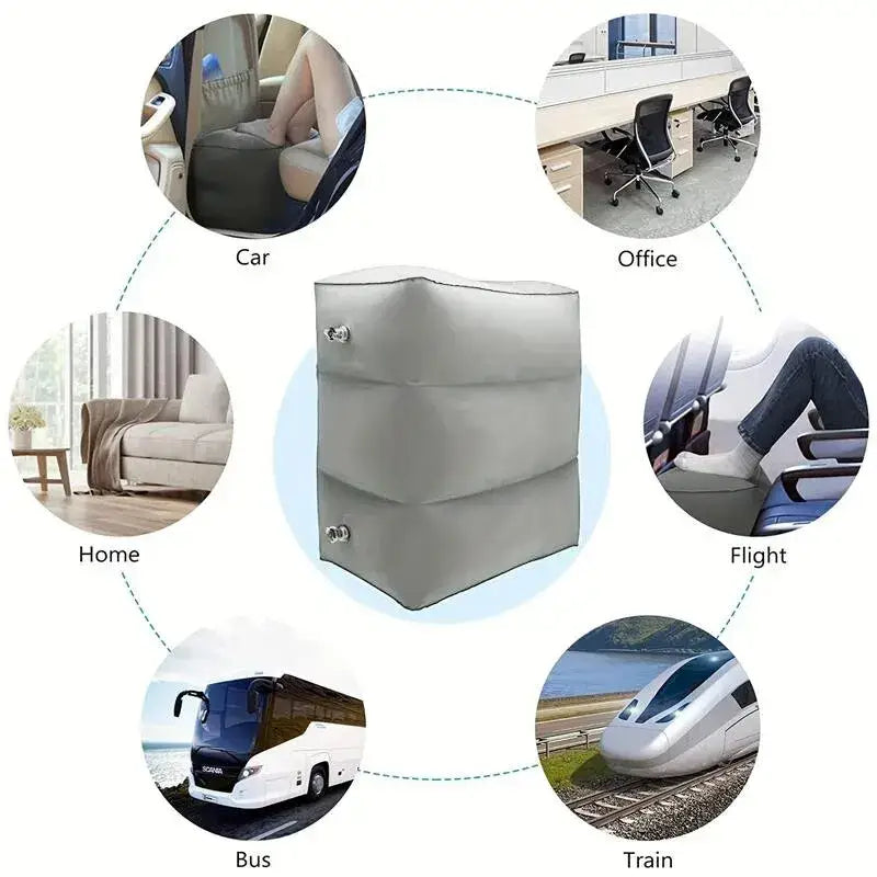 Inflatable Travel Footrest Pillow (Navy Blue & Grey) - SS