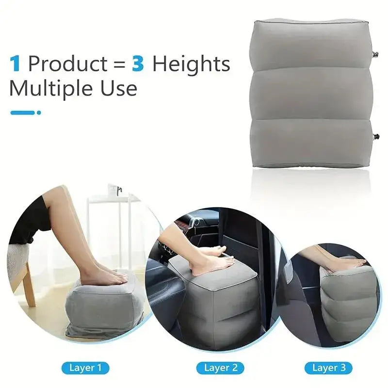 Inflatable Travel Footrest Pillow (Navy Blue & Grey) - SS