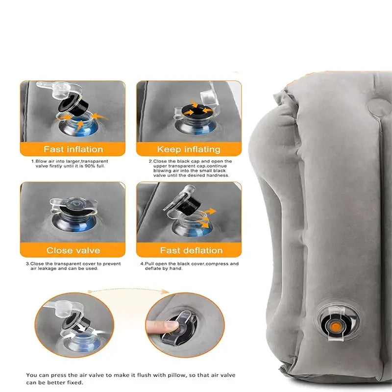 Inflatable Travel Neck Pillow with Chin Support - SS