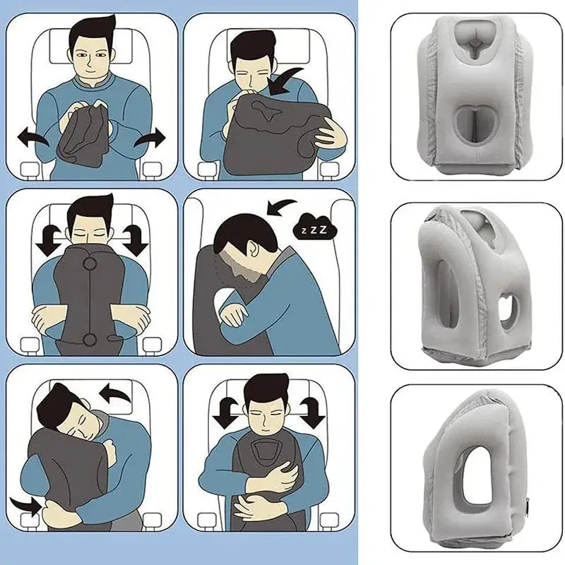Inflatable Travel Neck Pillow with Chin Support - SS