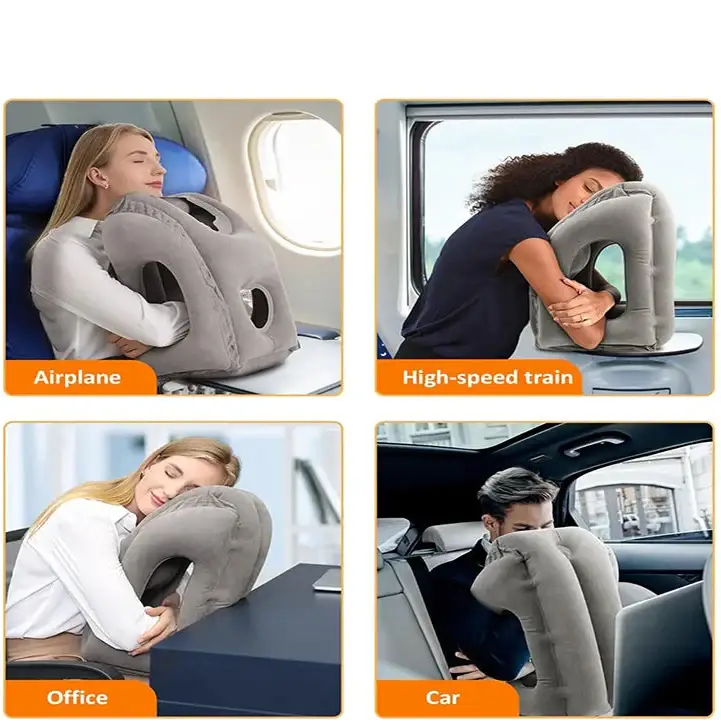 Inflatable Travel Neck Pillow with Chin Support - SS