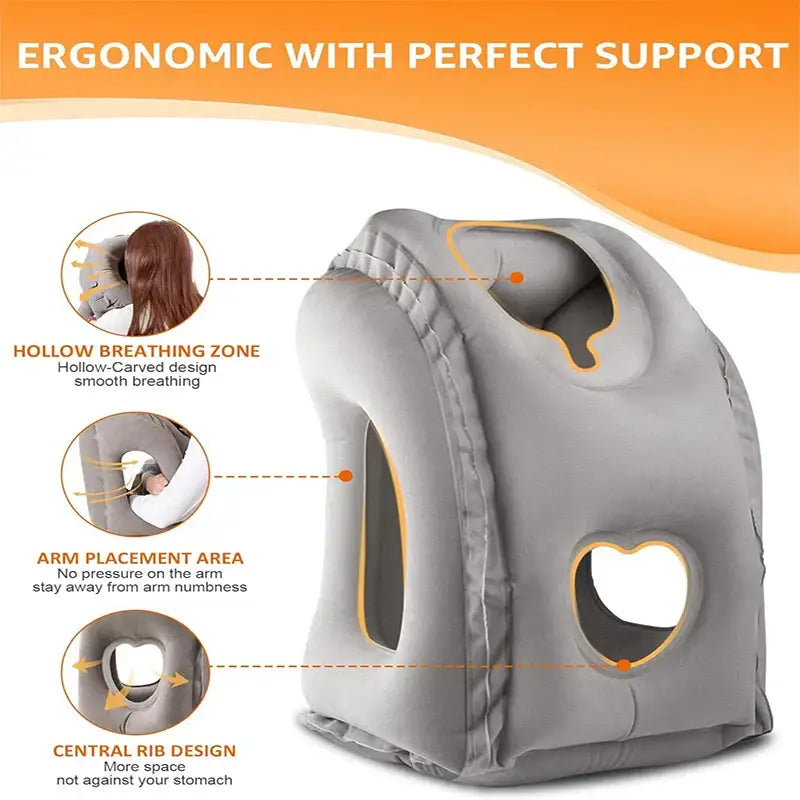 Inflatable Travel Neck Pillow with Chin Support - SS