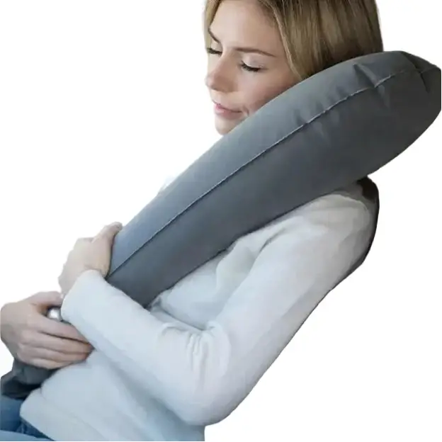 Inflatable Travel Side-Sleeping Neck Pillow (Grey & Blue) - SS