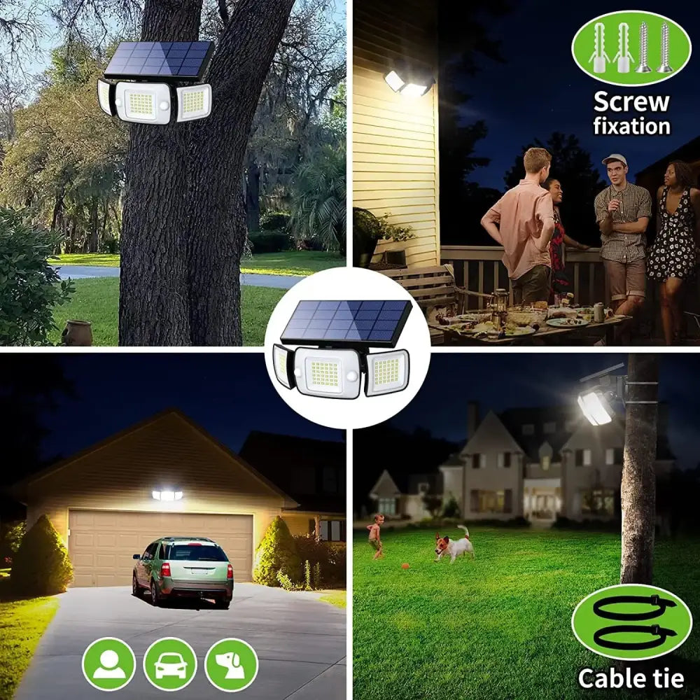 Intelamp Long Battery Life 6000mah Outdoor Solar Light Flood Light Larger Solar Panel Two Motion Sensors For Garden