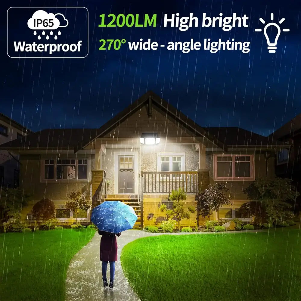 Intelamp Long Battery Life 6000mah Outdoor Solar Light Flood Light Larger Solar Panel Two Motion Sensors For Garden