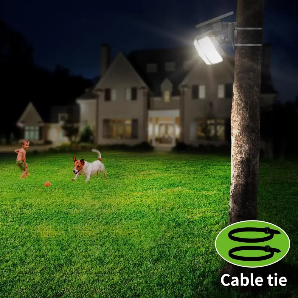 Intelamp Long Battery Life 6000mah Outdoor Solar Light Flood Light Larger Solar Panel Two Motion Sensors For Garden