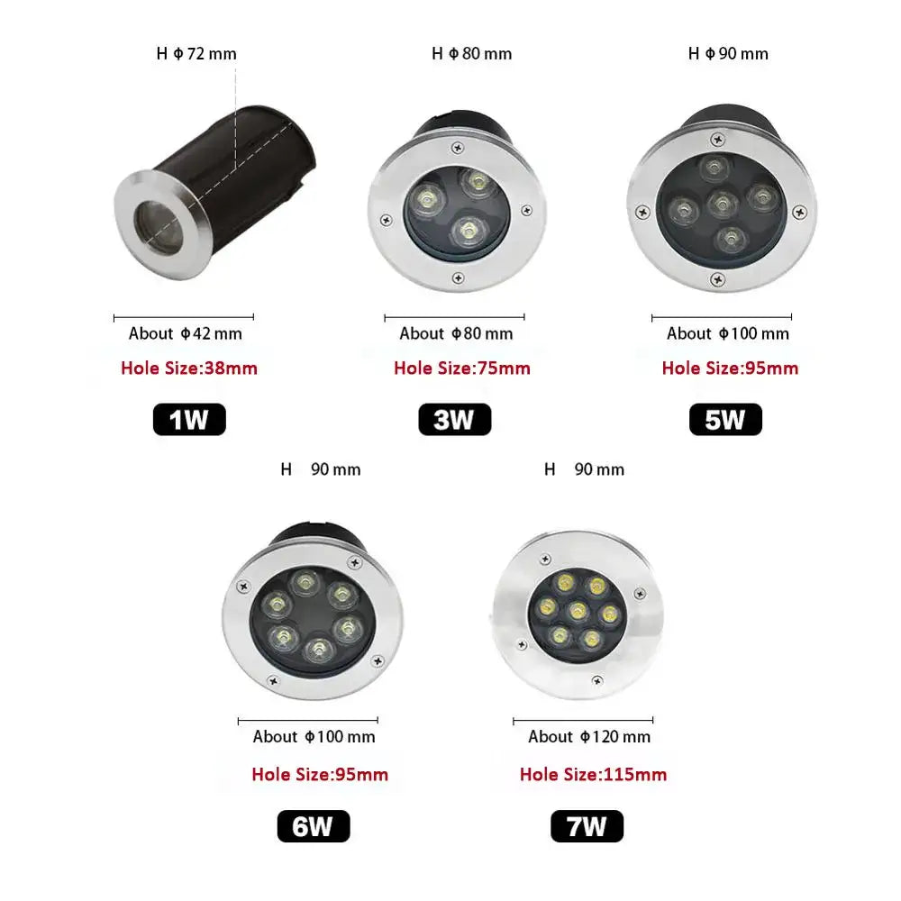 IP68 LED Underground Recessed Light 6–18W Waterproof for Garden & Stairs (various options available) - SS