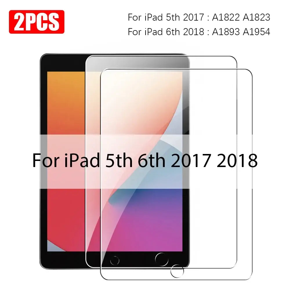 iPad Screen Protector - Tempered Glass (Pack of 2) (All Models) - Air 1 2 5th 6th