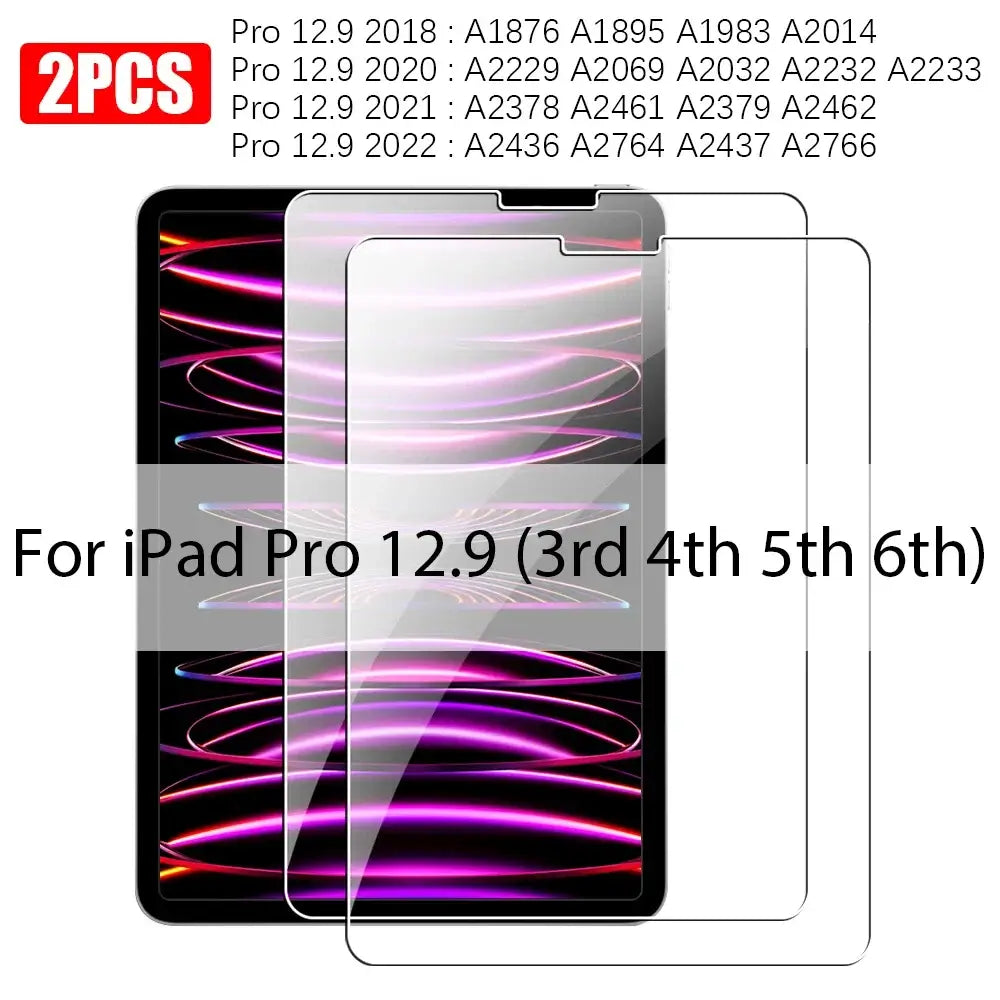 iPad Screen Protector - Tempered Glass (Pack of 2) (All Models) - Pro 12.9 2018-2022