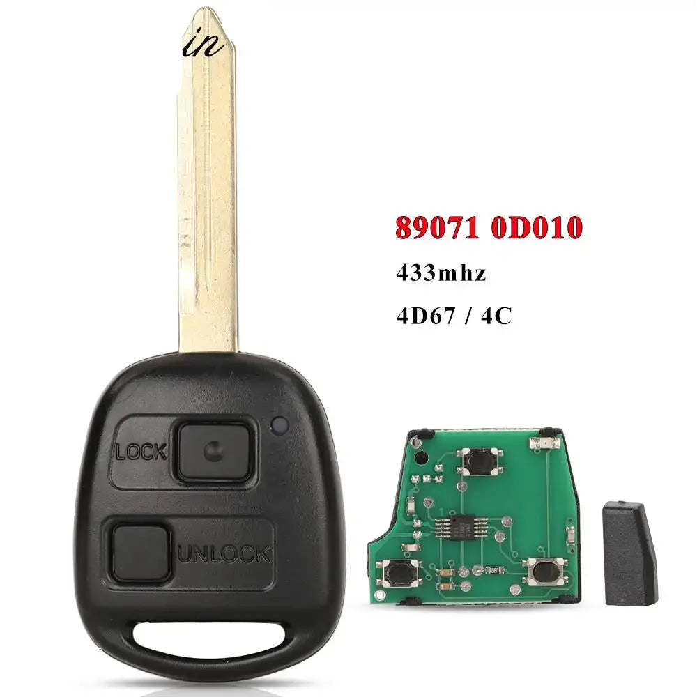 jingyuqin P/N: 89071-0D010 Ce0165 433MHz 4D67/ 4C Chip 2/3 Button Remote Key Fob for Toyota Corolla Yaris Avensis 1998+
