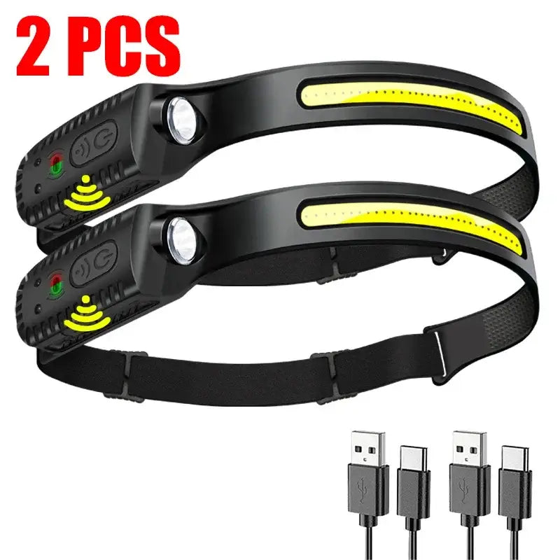 KDULIT USB Rechargeable LED Sensor Headlamp - 2Pcs