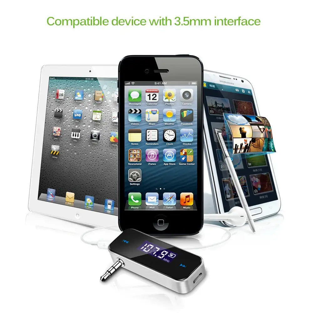 Kebidumei Wireless 3.5mm Audio FM Transmitter - Black